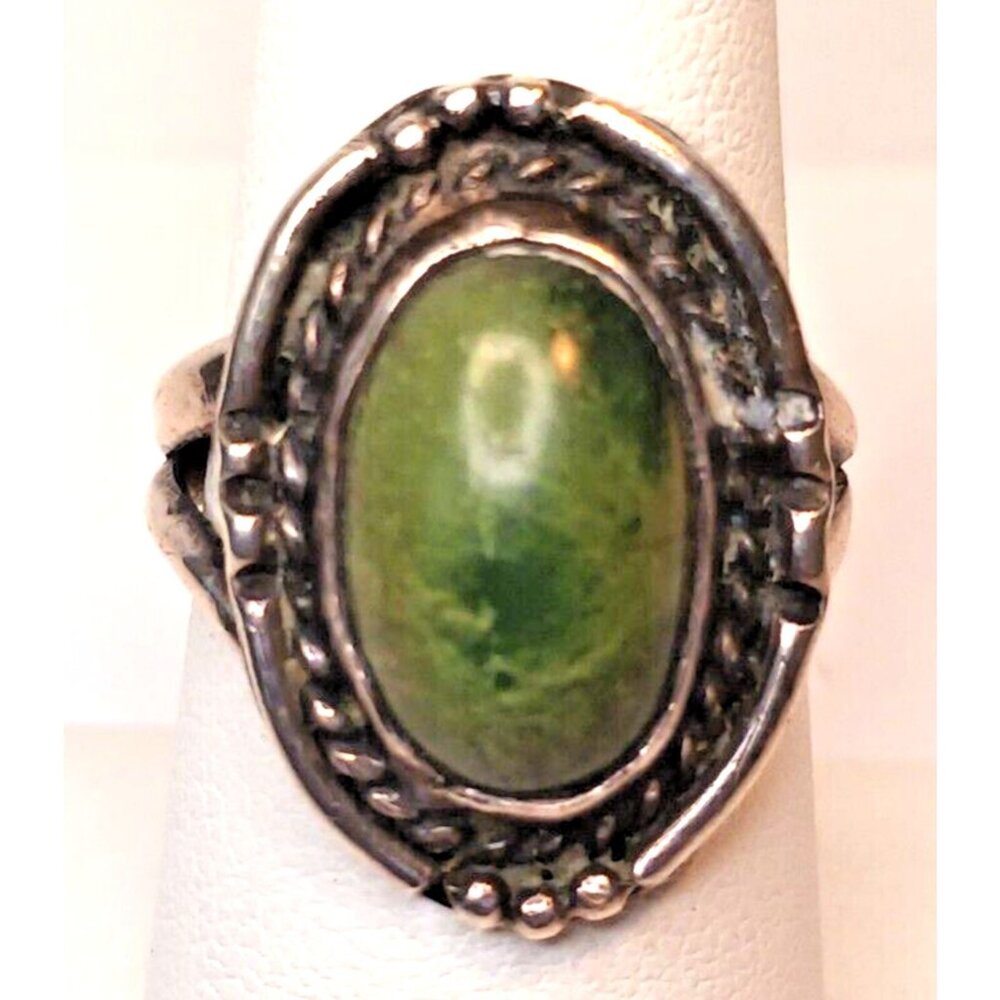 Native American Navajo Vintage Green Turquoise Ring s 6.75 (1384)